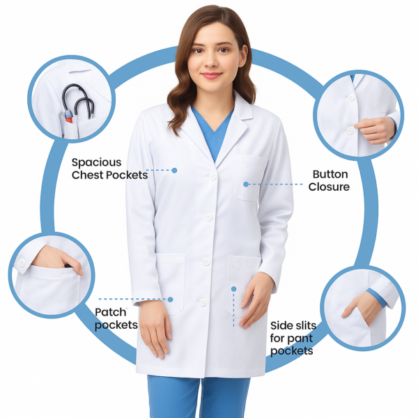 Slim Fit Lab Coat for Medical Students - Image 3